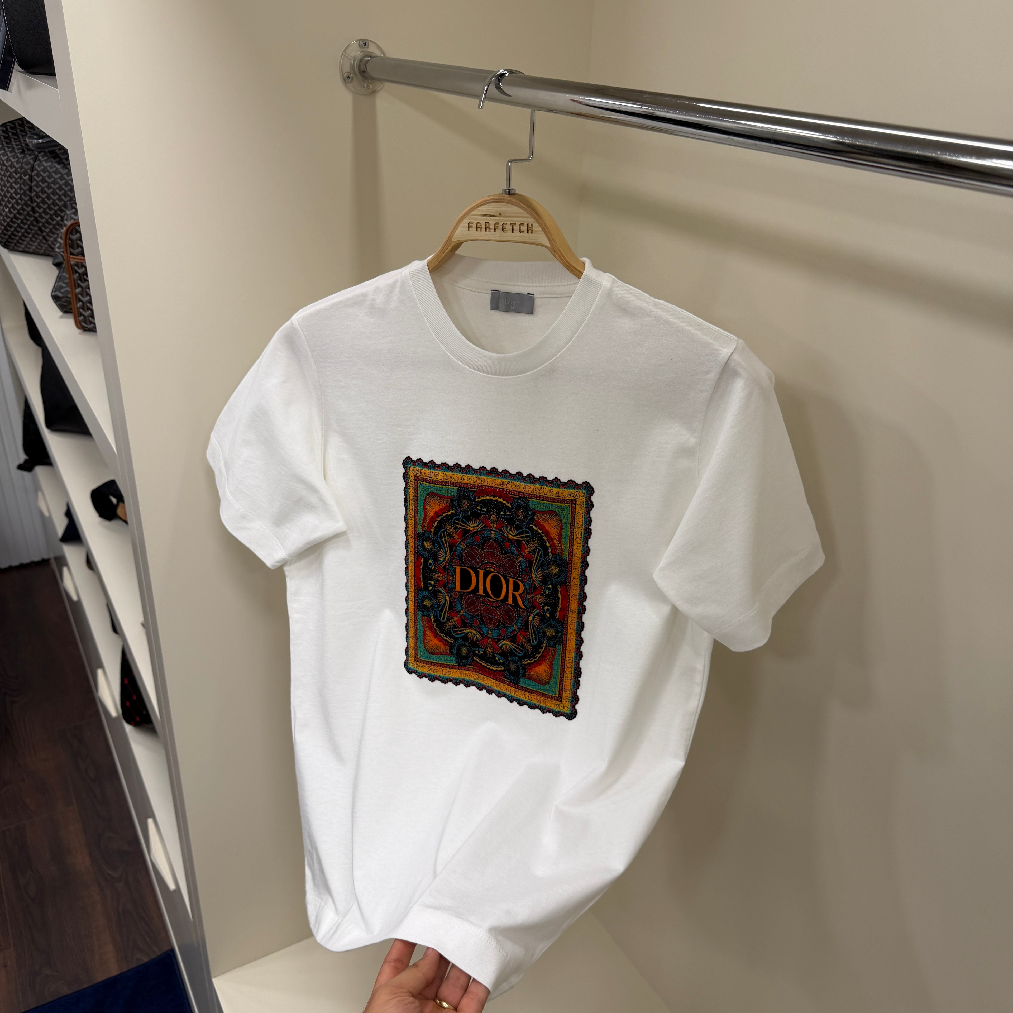 Dior Beyaz Flok Tshirt