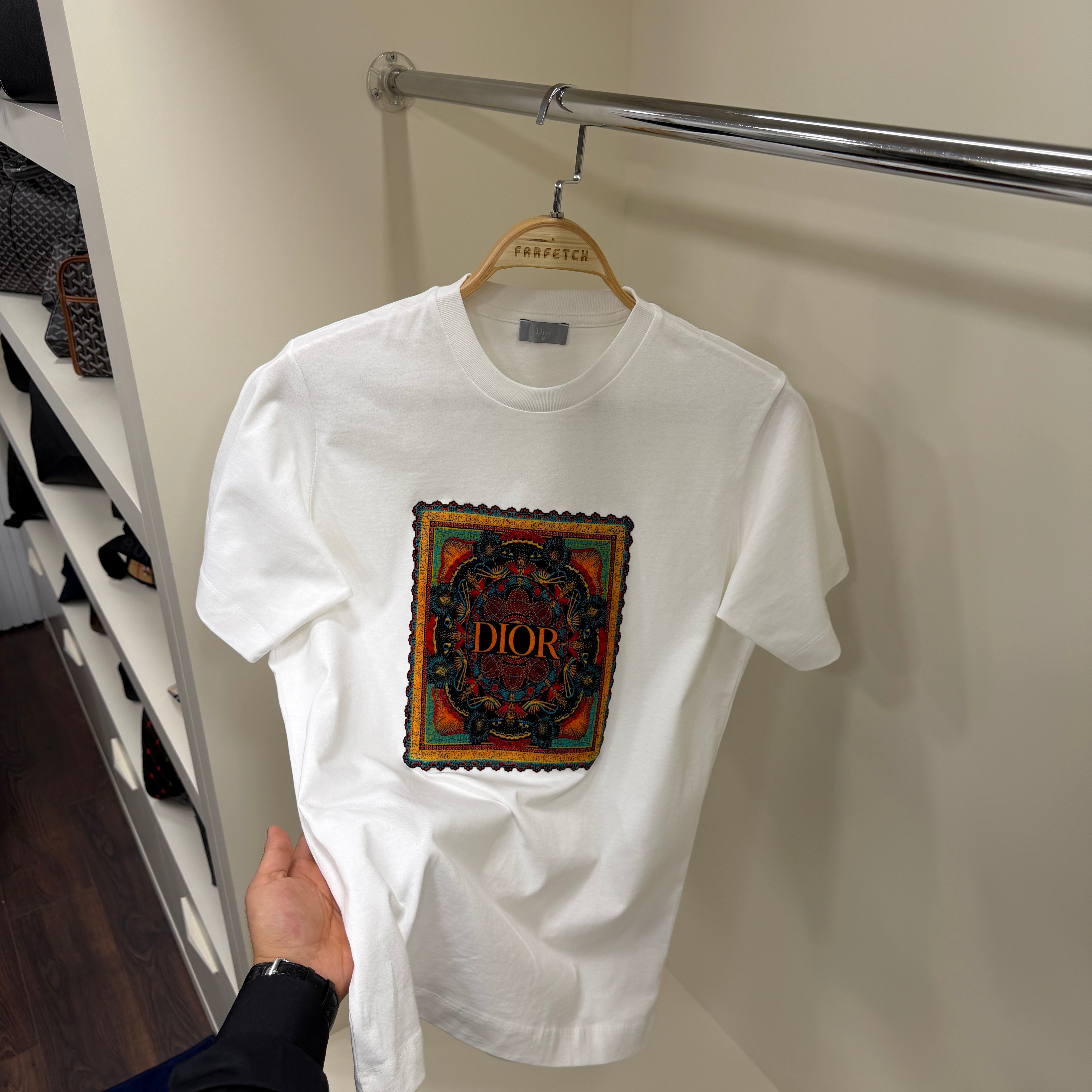 Dior Beyaz Flok Tshirt
