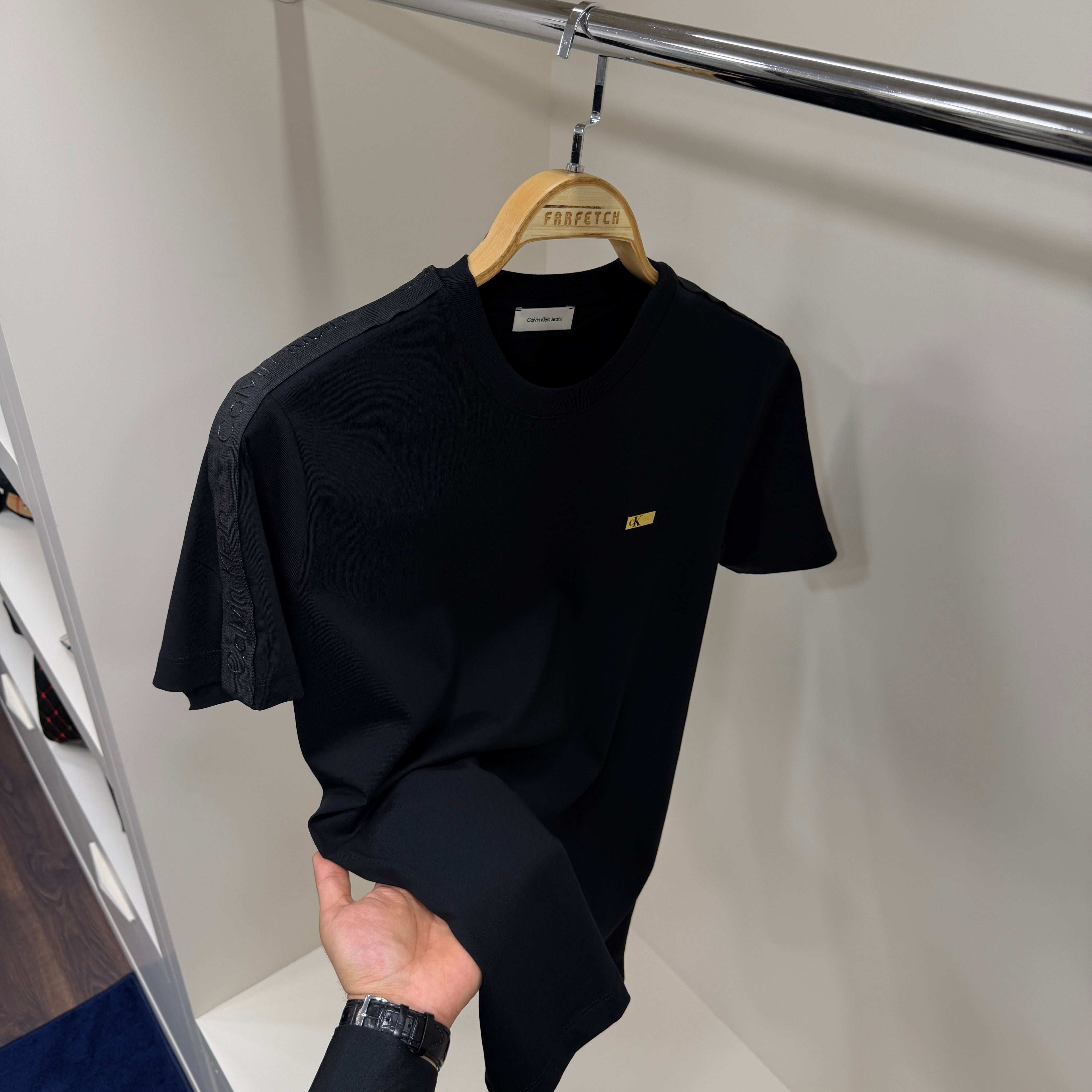 Calvin Klein Plaka Logo Siyah Tshirt