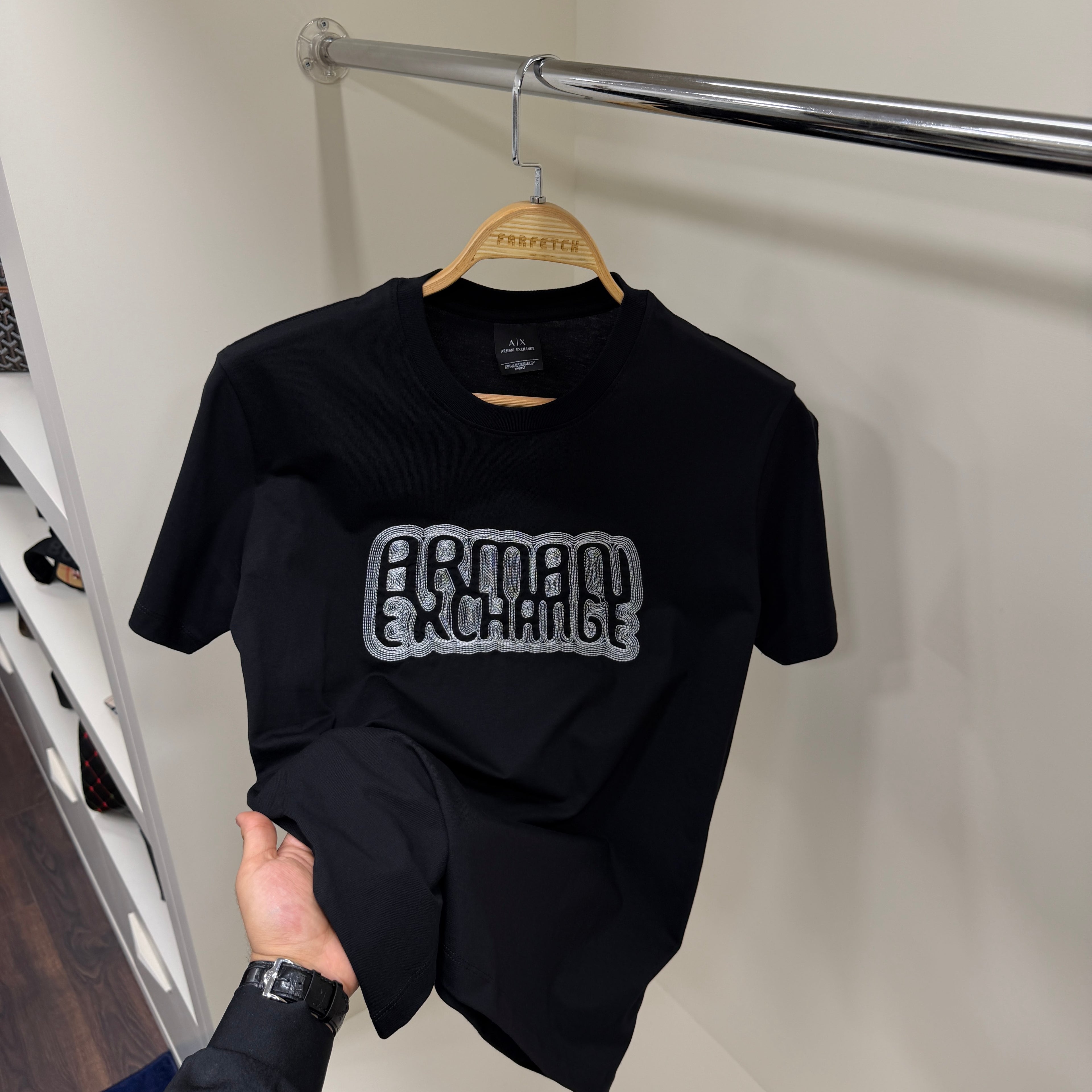 Armani Nakış Siyah Tshirt