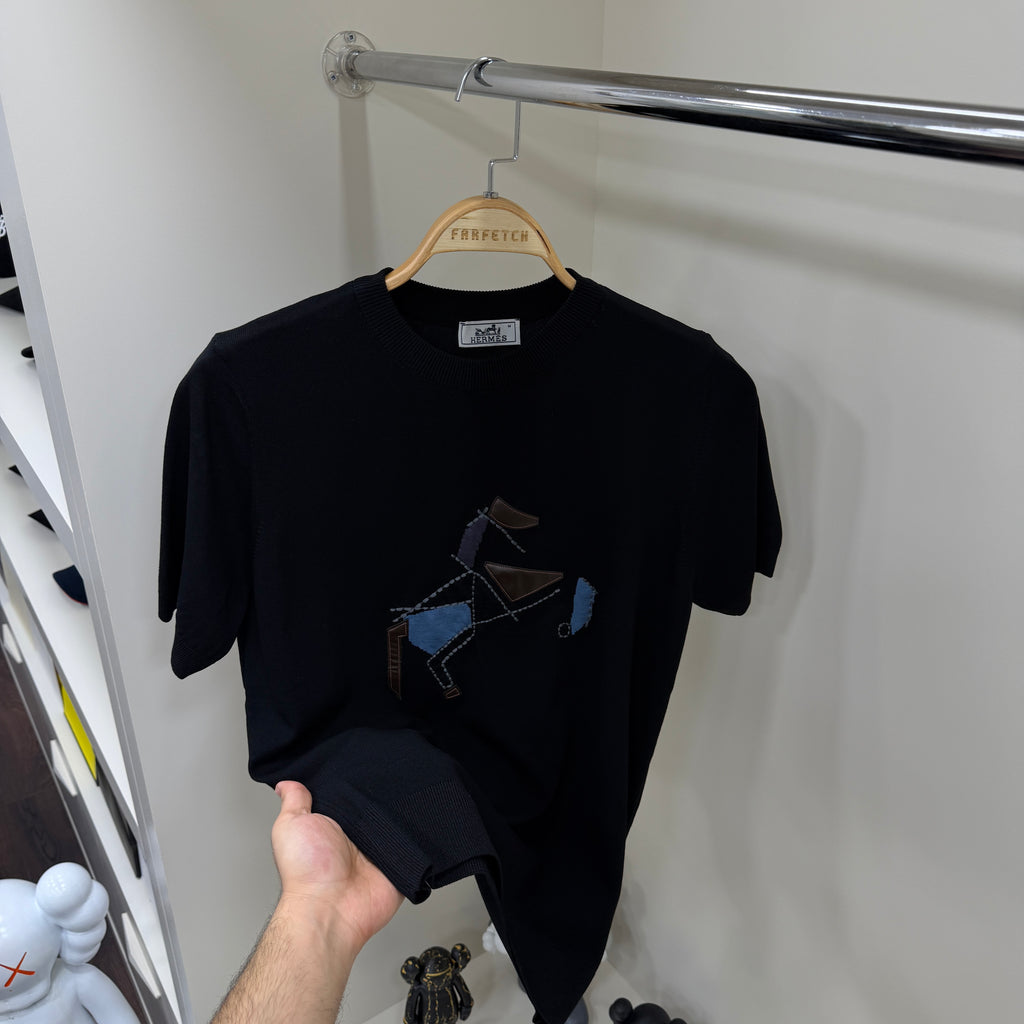 Hermes Siyah  Örme Tshirt