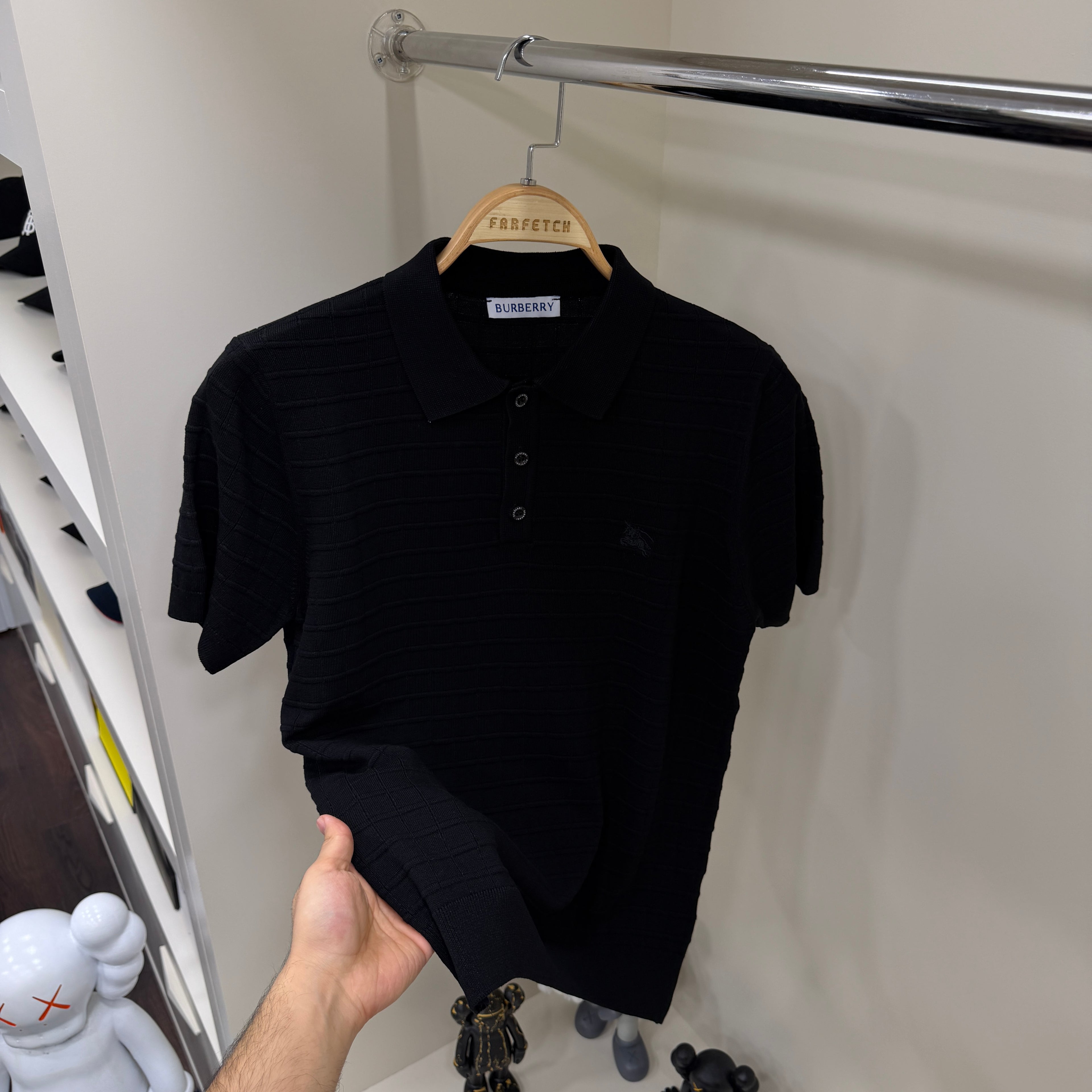 Burberry Siyah Yakalı Örme Tshirt