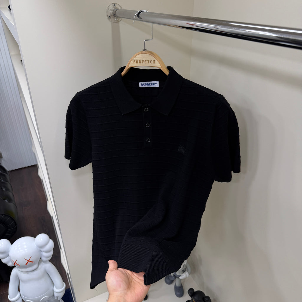 Burberry Siyah Yakalı Örme Tshirt