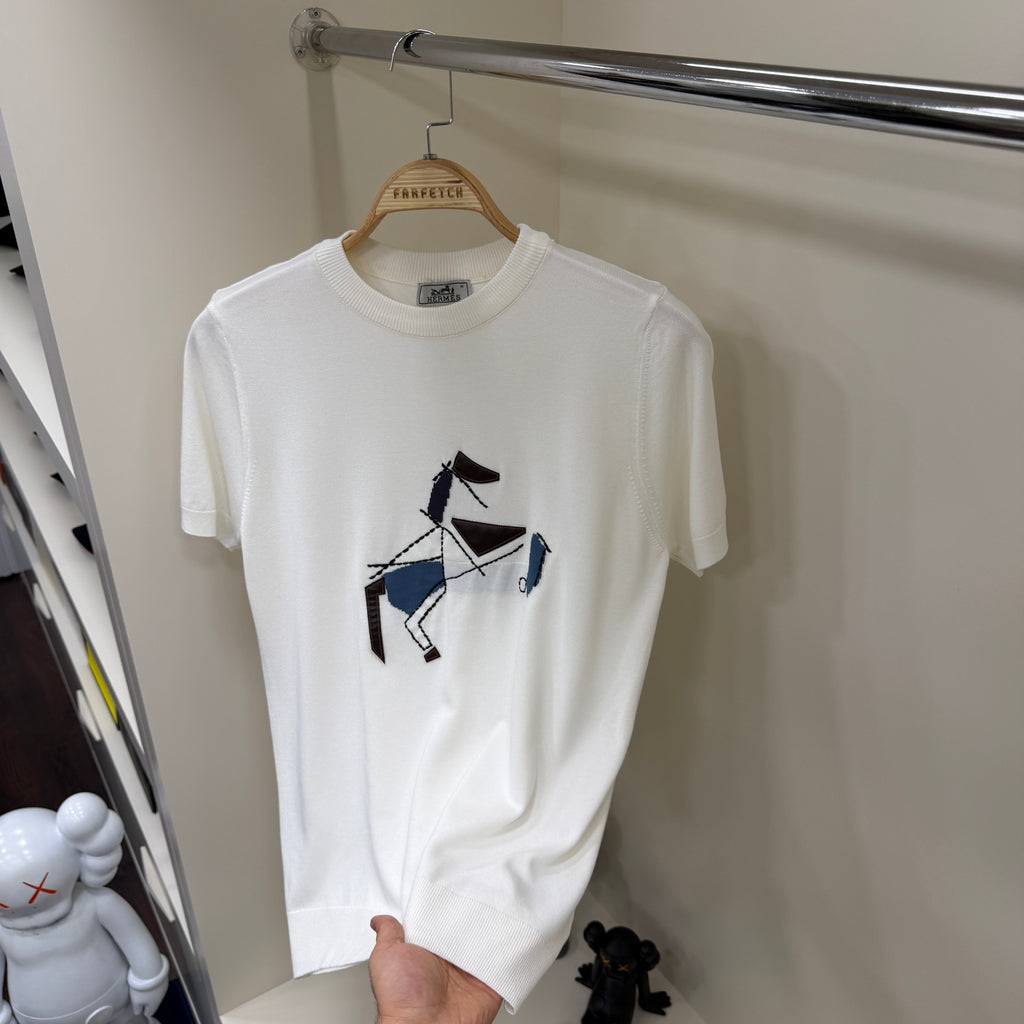 Hermes Beyaz  Örme Tshirt