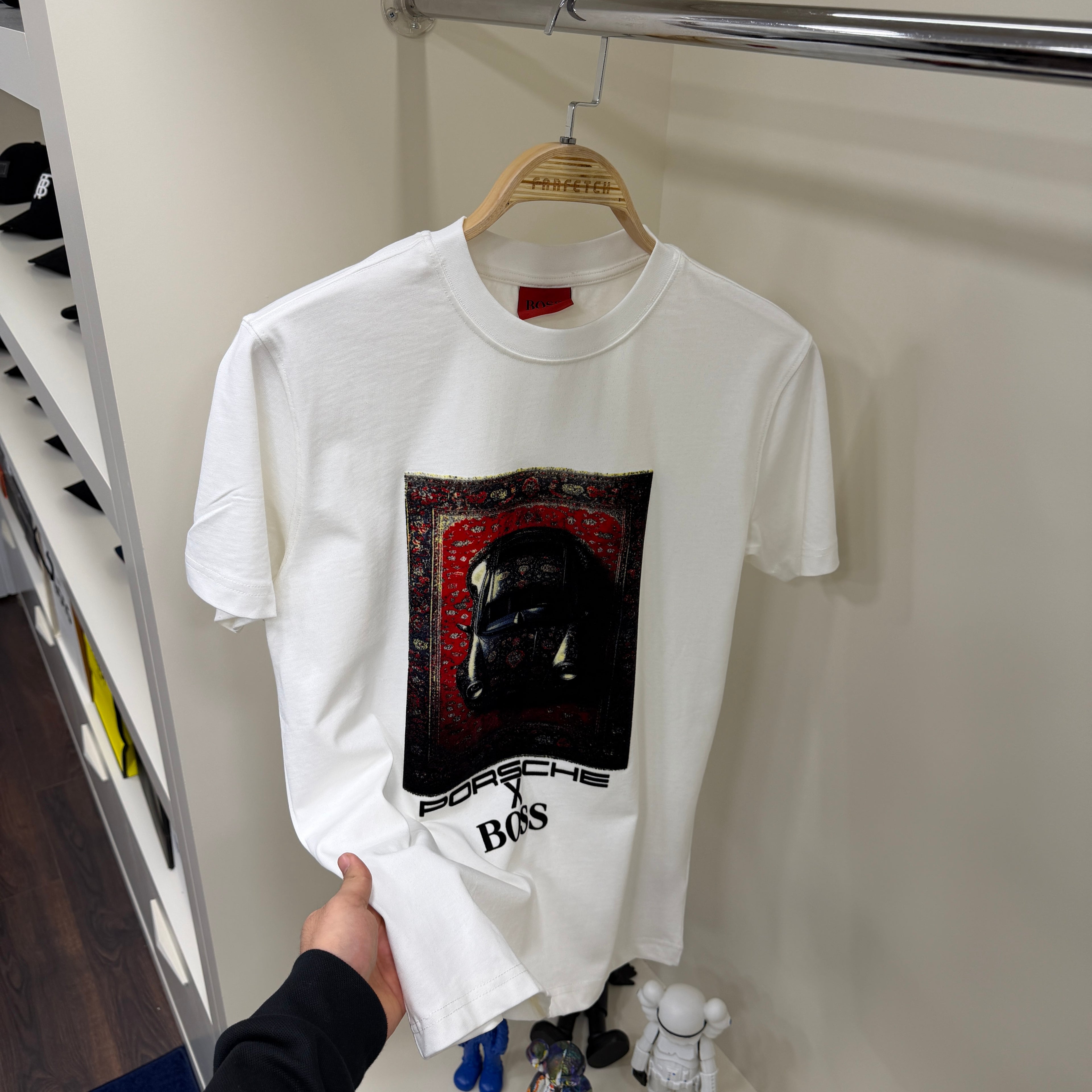 Hugo Boos Flok Baskı Beyaz T-shirt