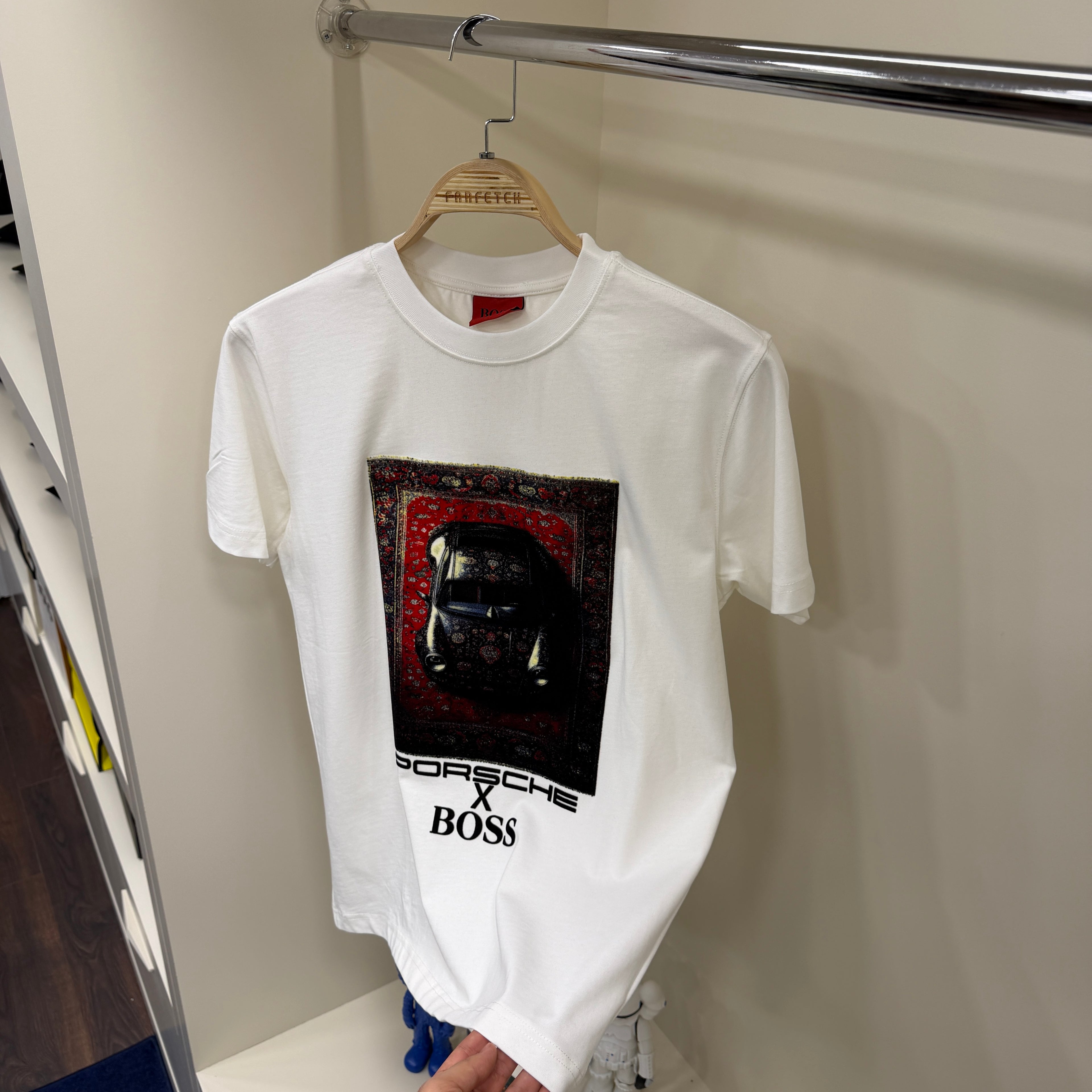 Hugo Boos Flok Baskı Beyaz T-shirt