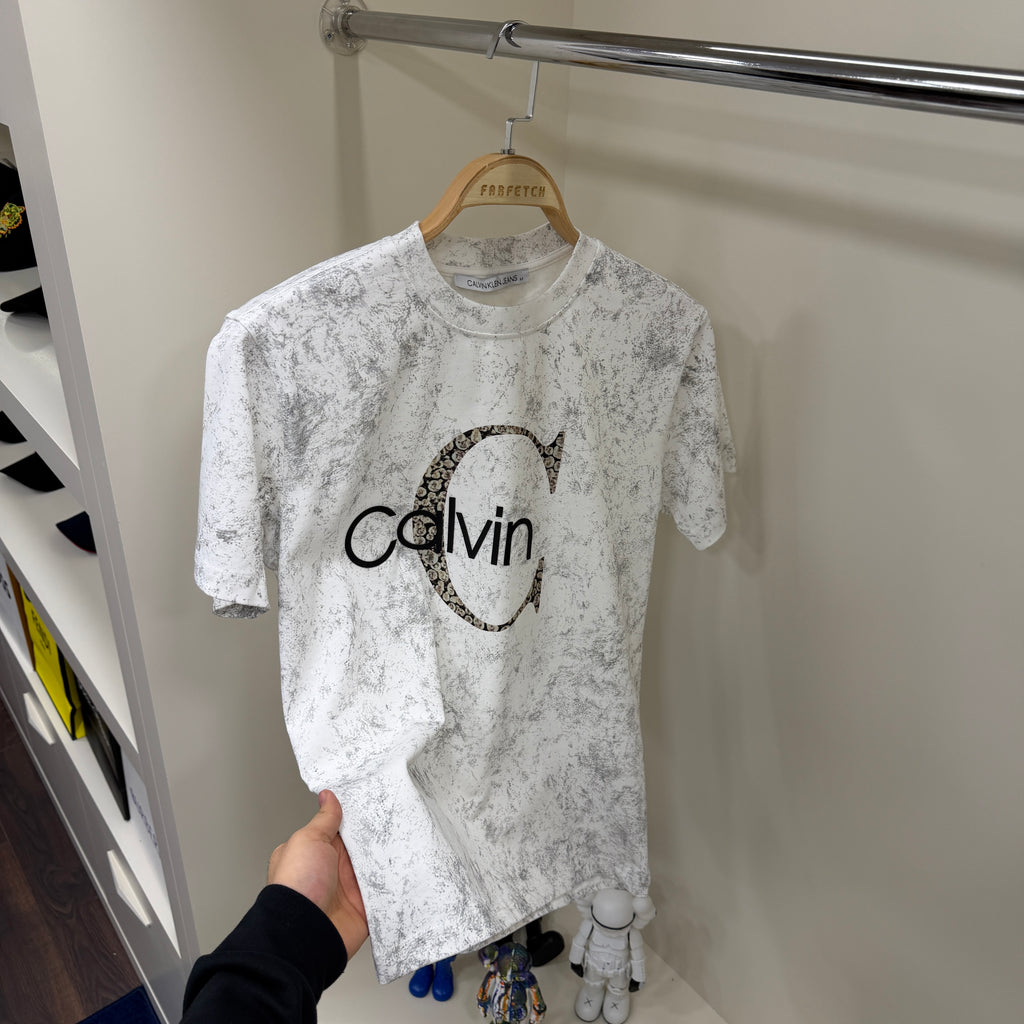 Calvin Klein Beyaz Baskı  T-shirt