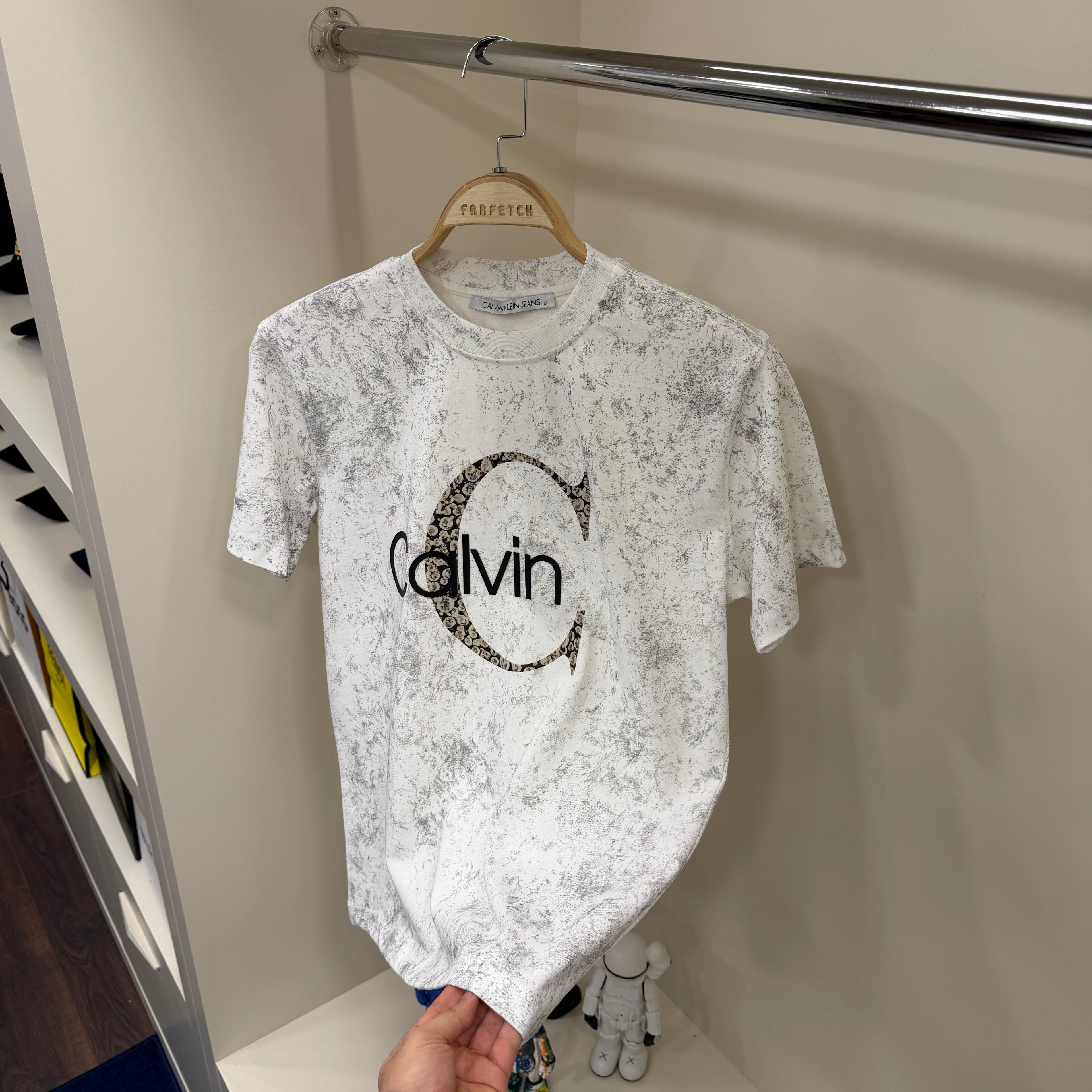 Calvin Klein Beyaz Baskı  T-shirt