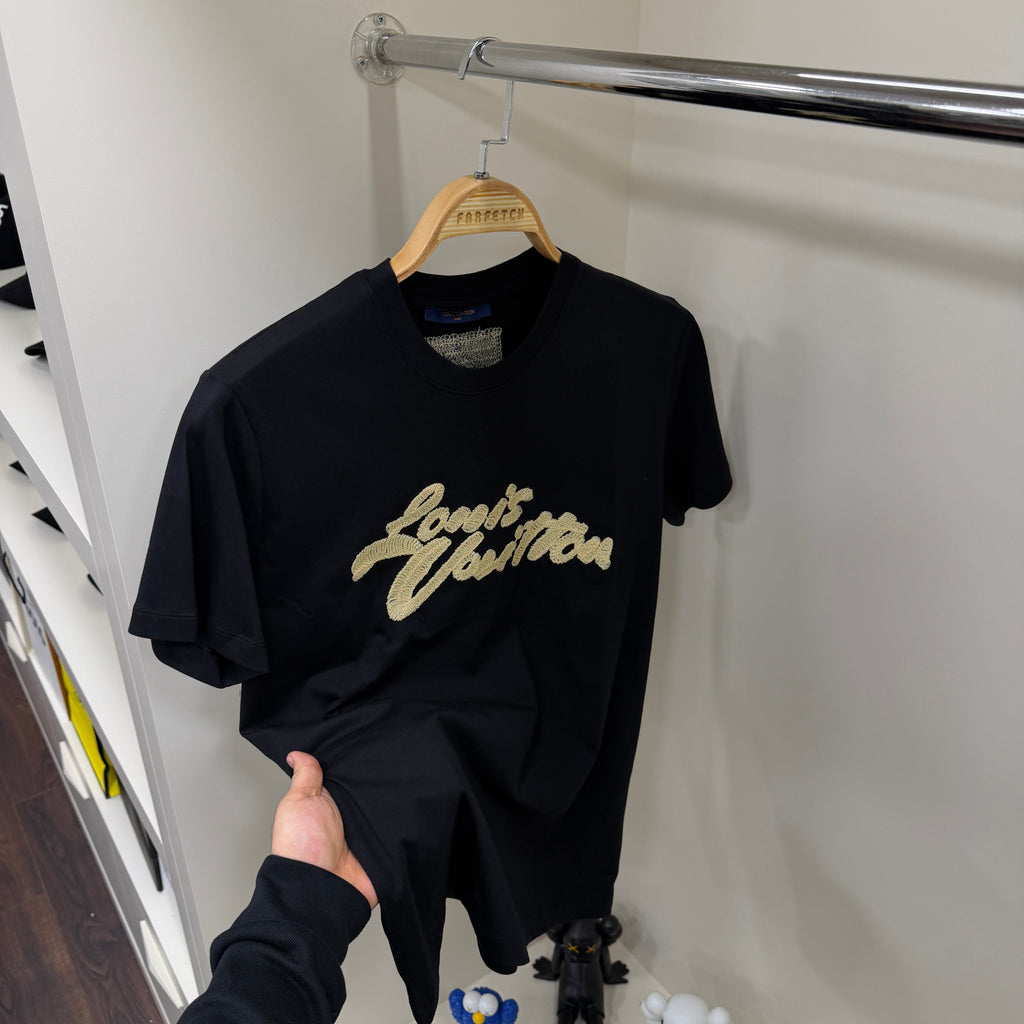 Louis Vuitton Nakış Siyah T-shirt