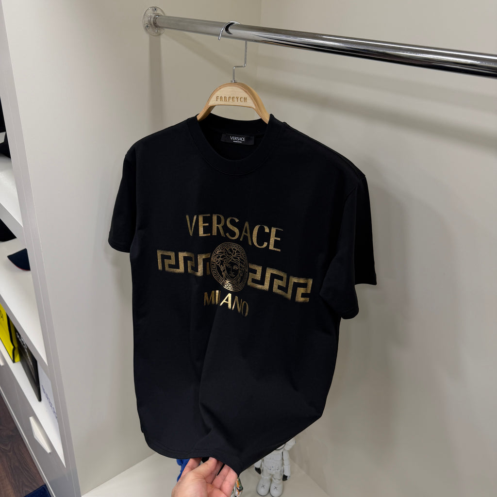 Versace Premıum Gold Baskı Siyah T-Shirt