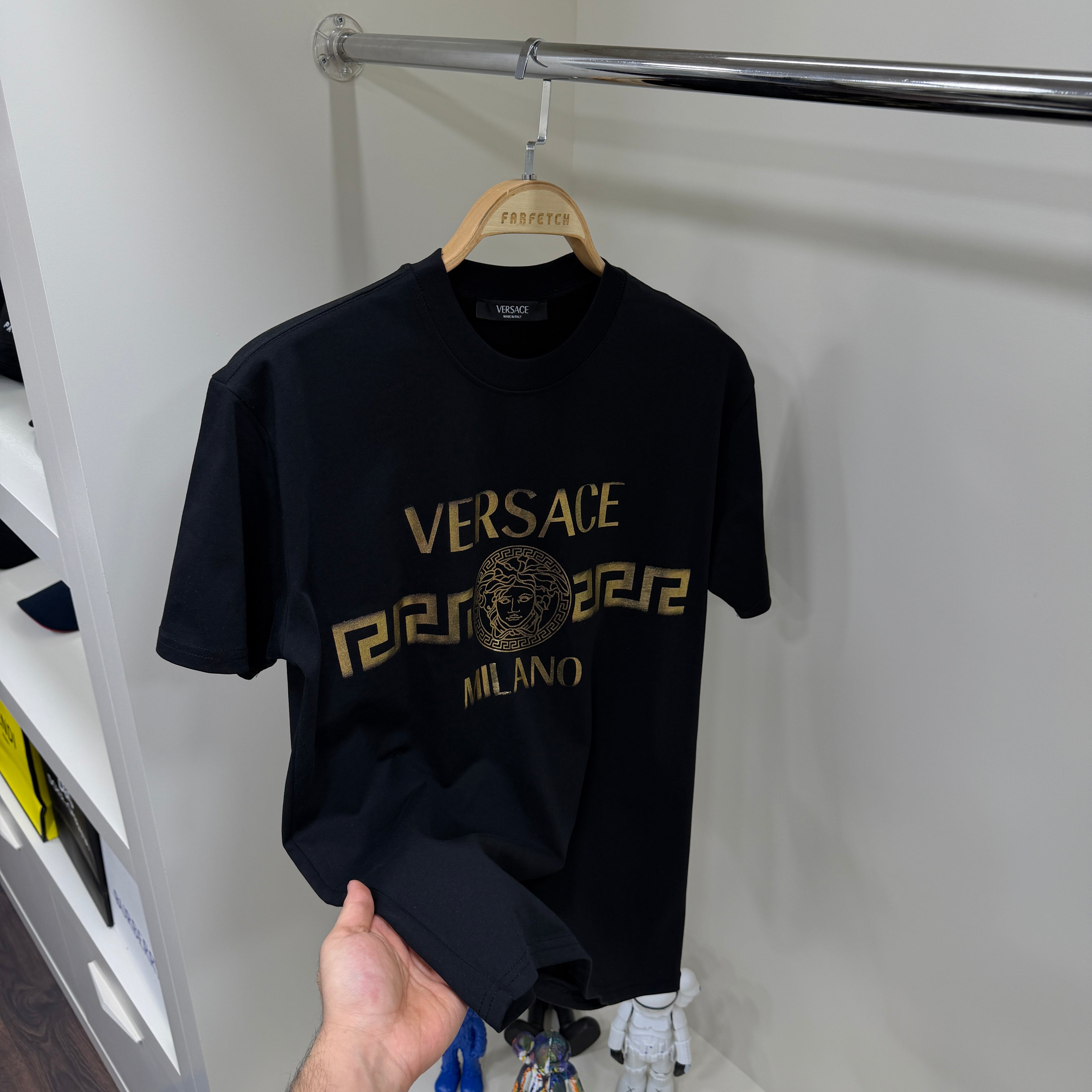 Versace Premıum Gold Baskı Siyah T-Shirt