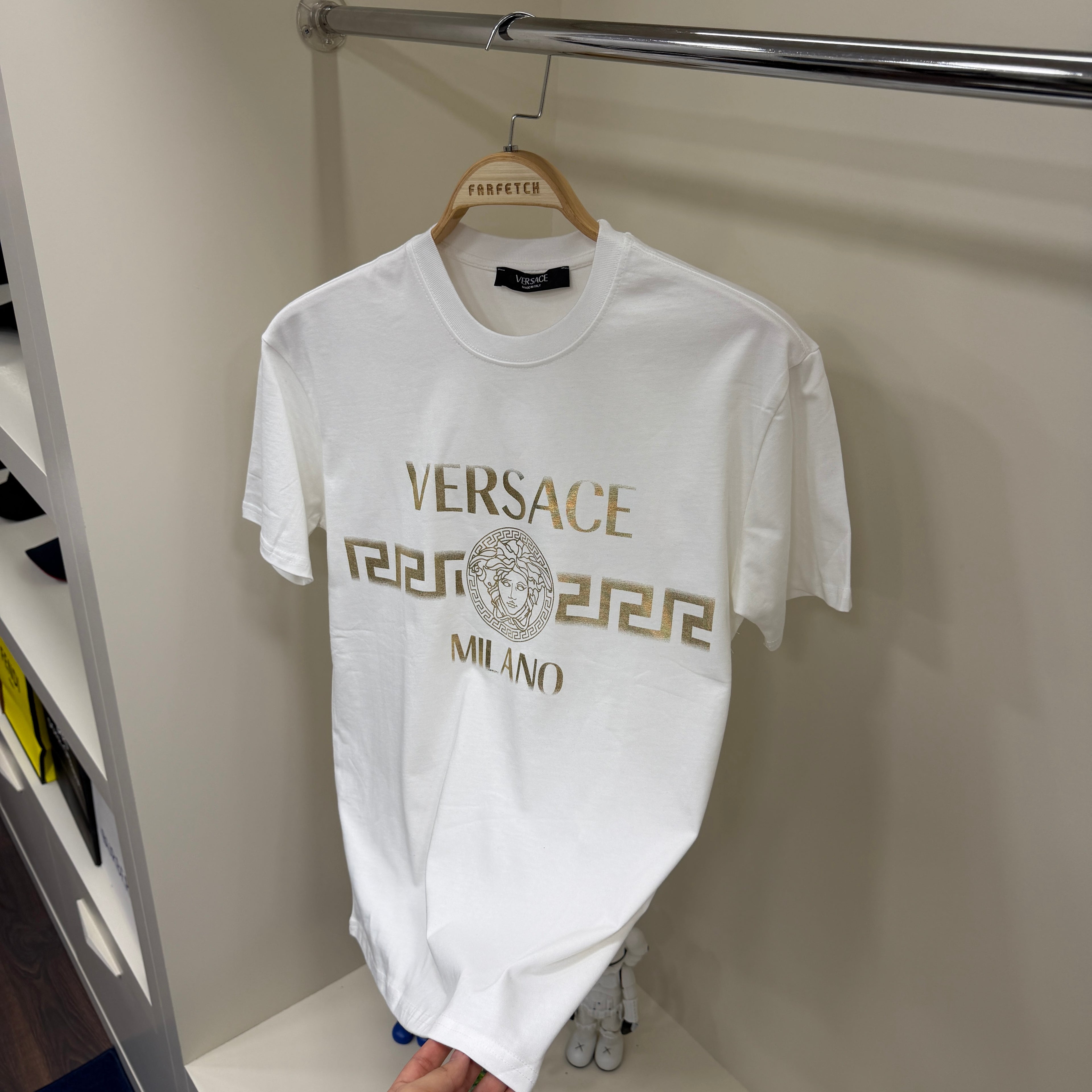 Versace Gold Baskı Beyaz T-Shirt