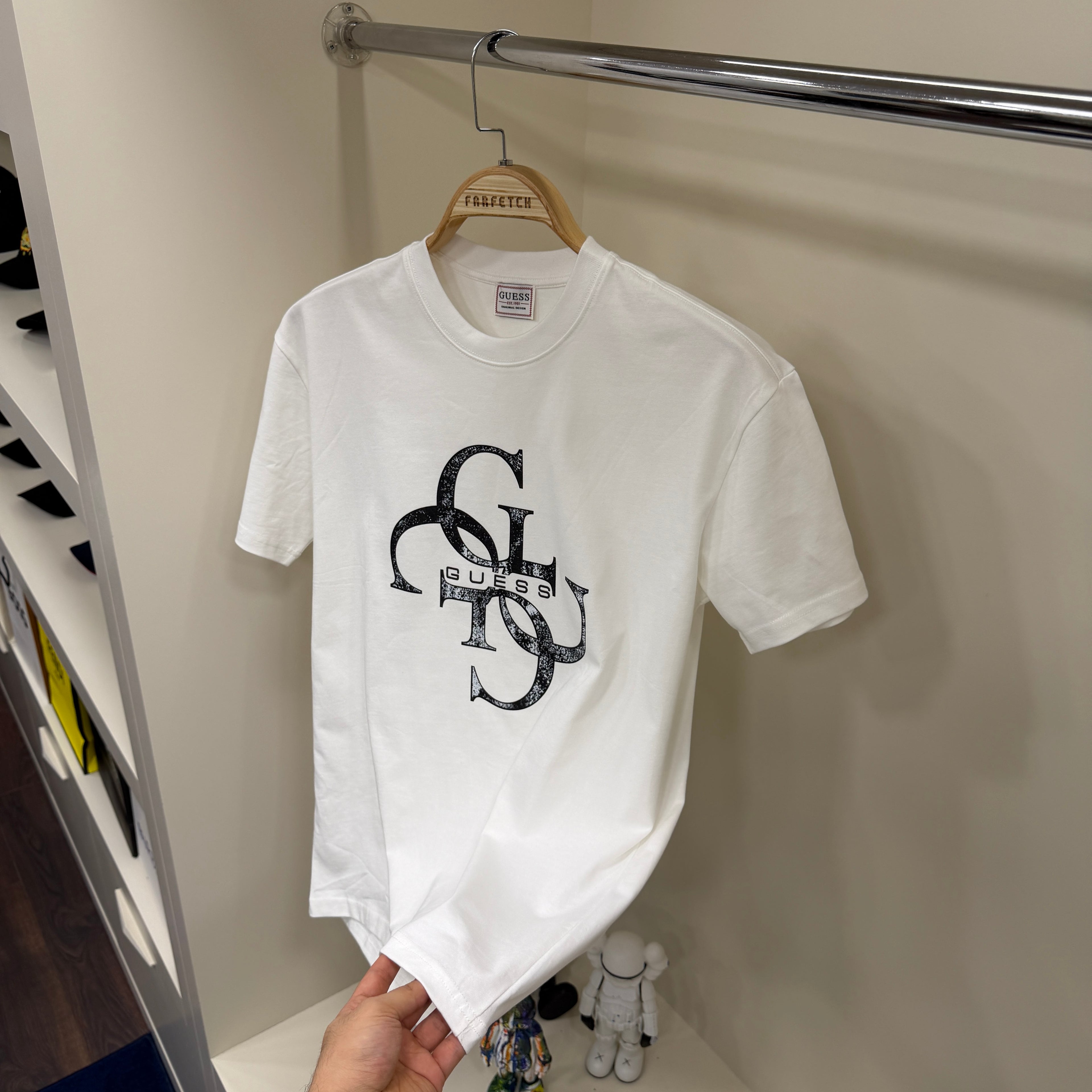Guess Baskı  Beyaz T-Shirt