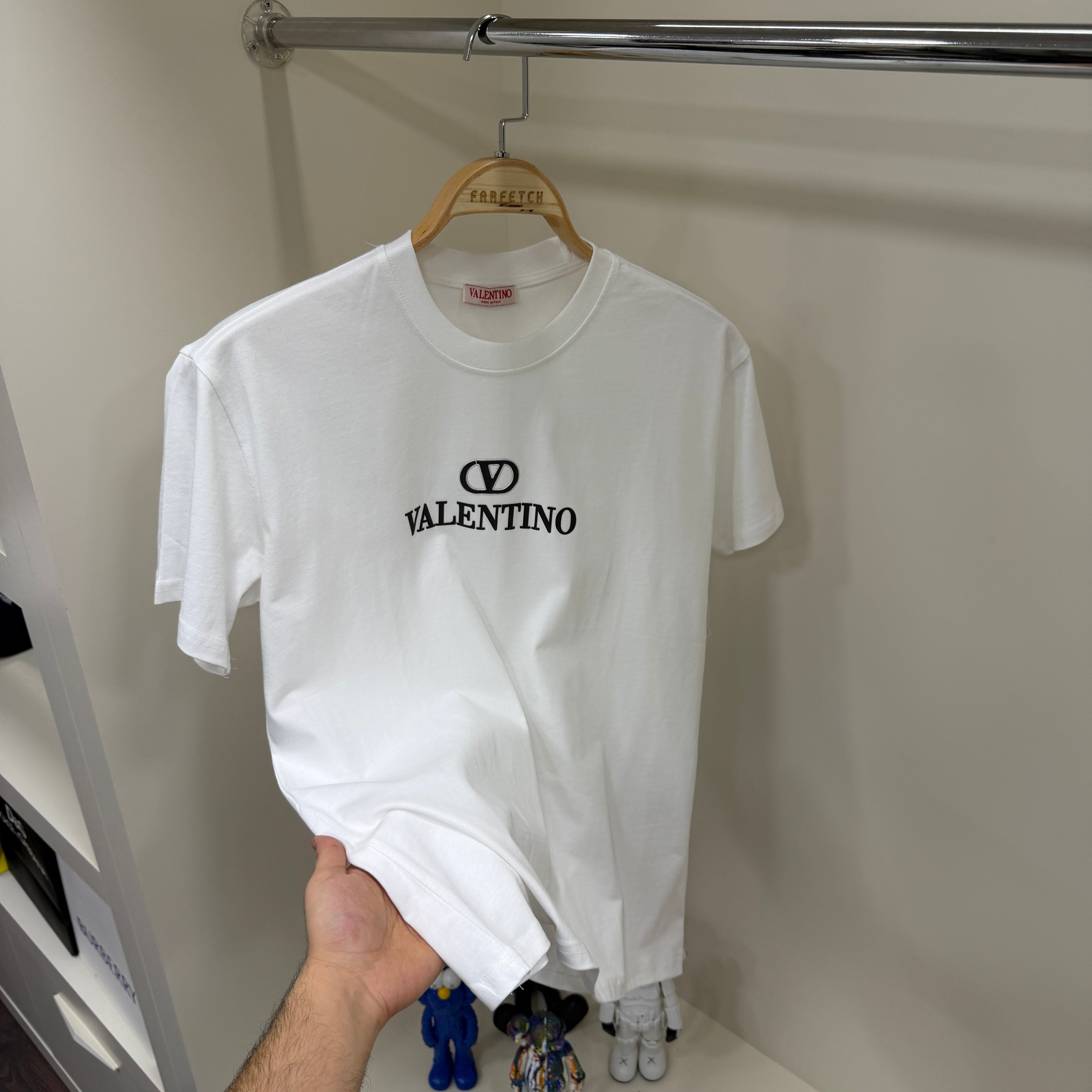 Valentino Göğüs Detay Beyaz T-Shirt