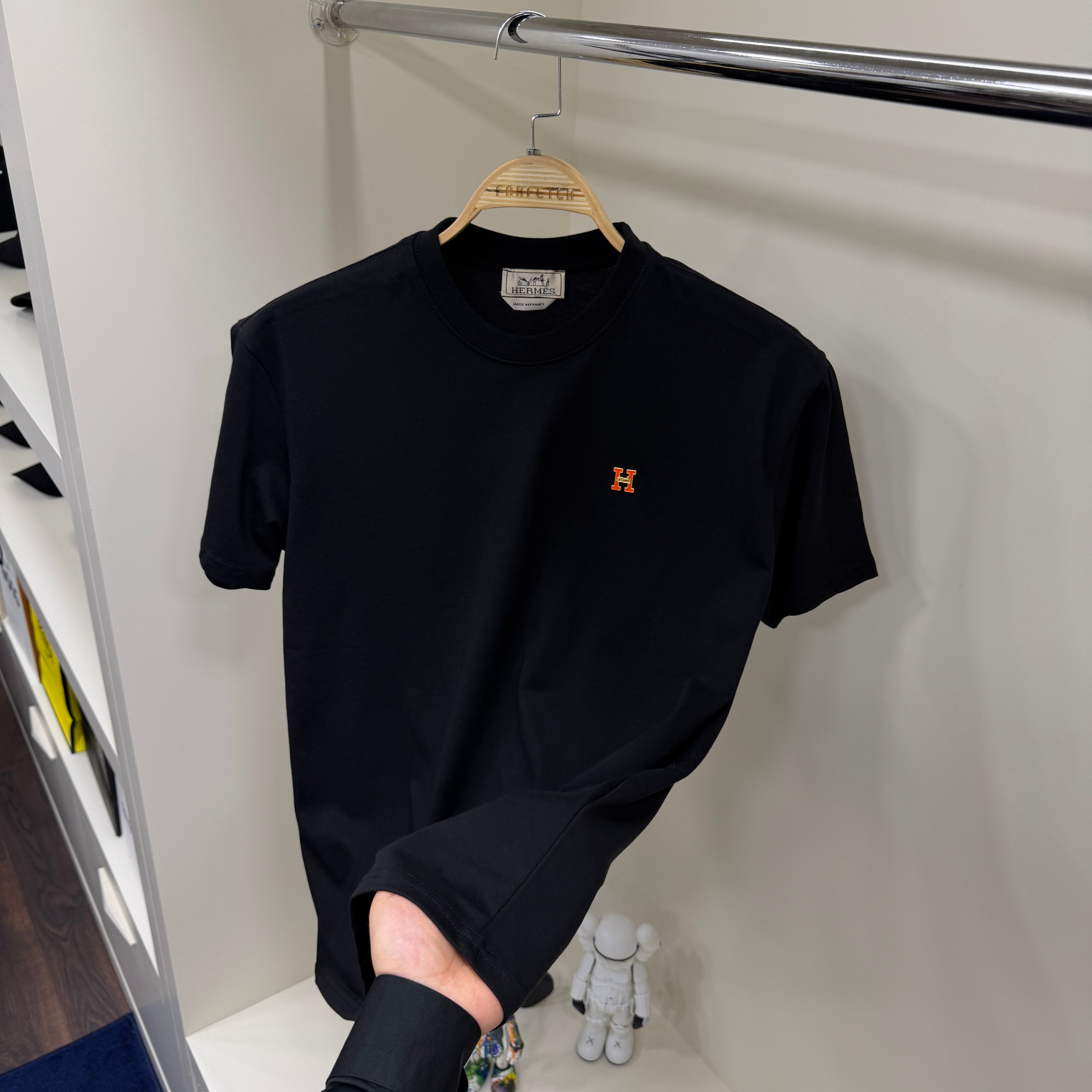 Hermes Küçük Logo  Siyah T-Shirt
