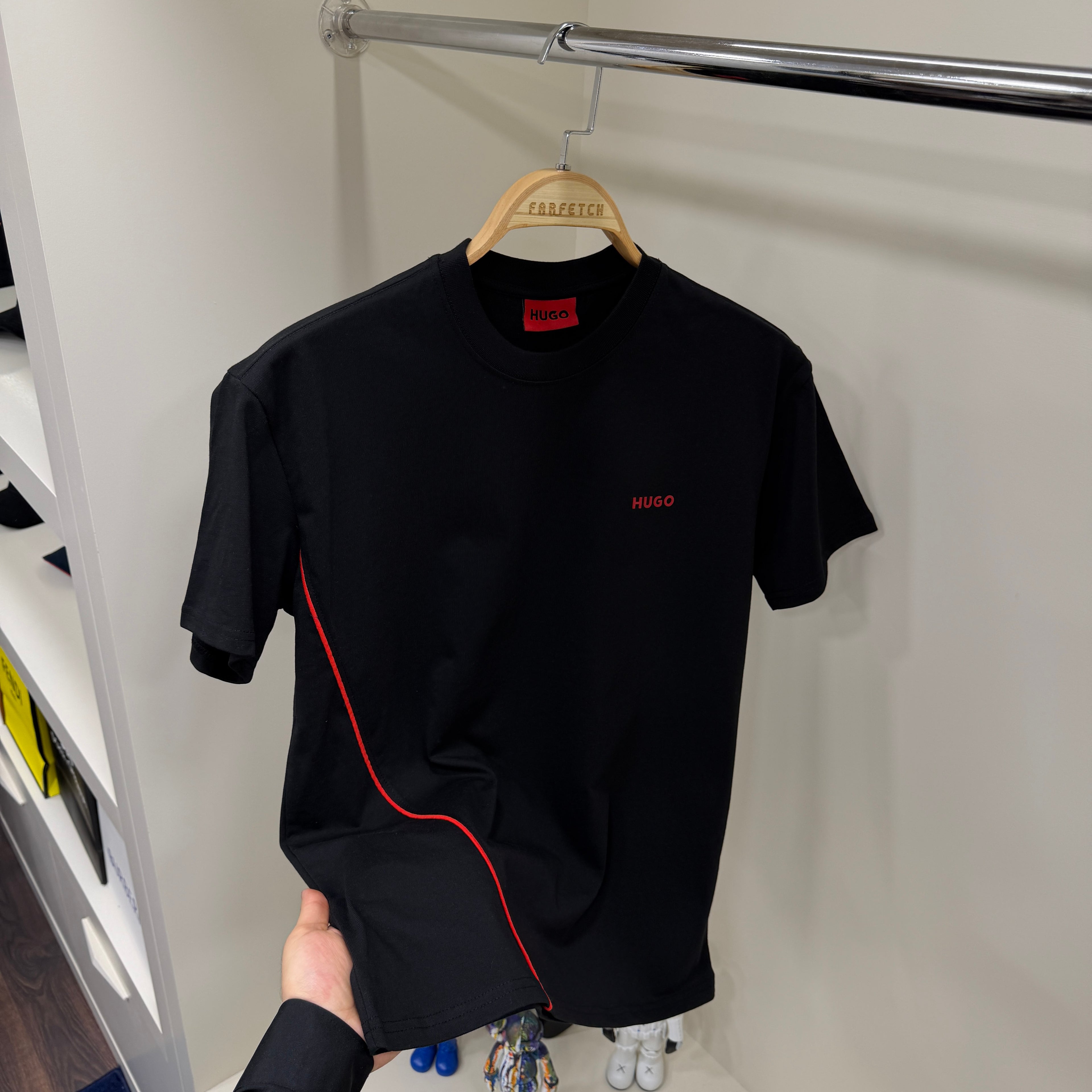 Hugo Boos Şerit Detay Siyah  T-Shirt