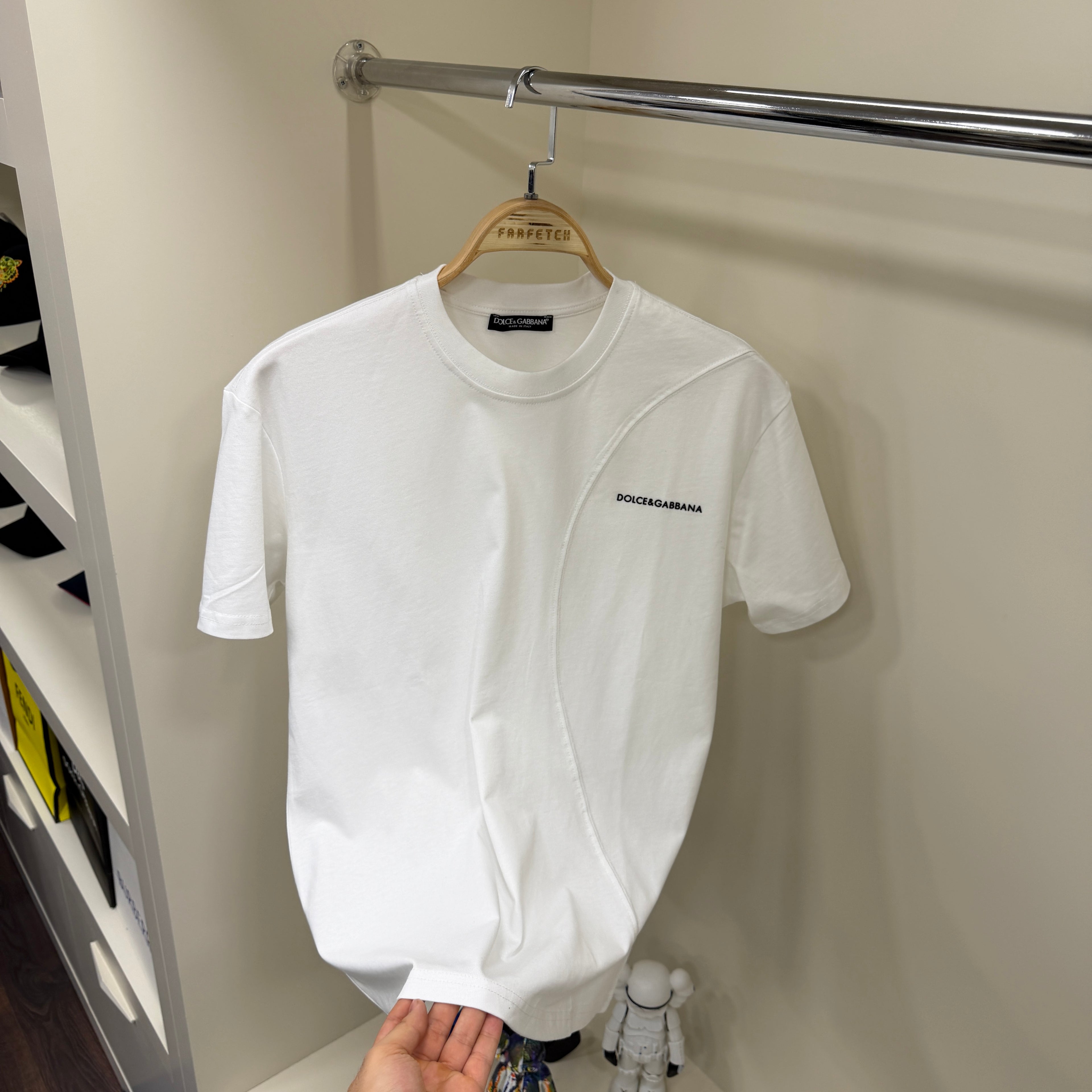 Dolce Gabbana  Göğüs Yazı Detay Beyaz T-Shirt