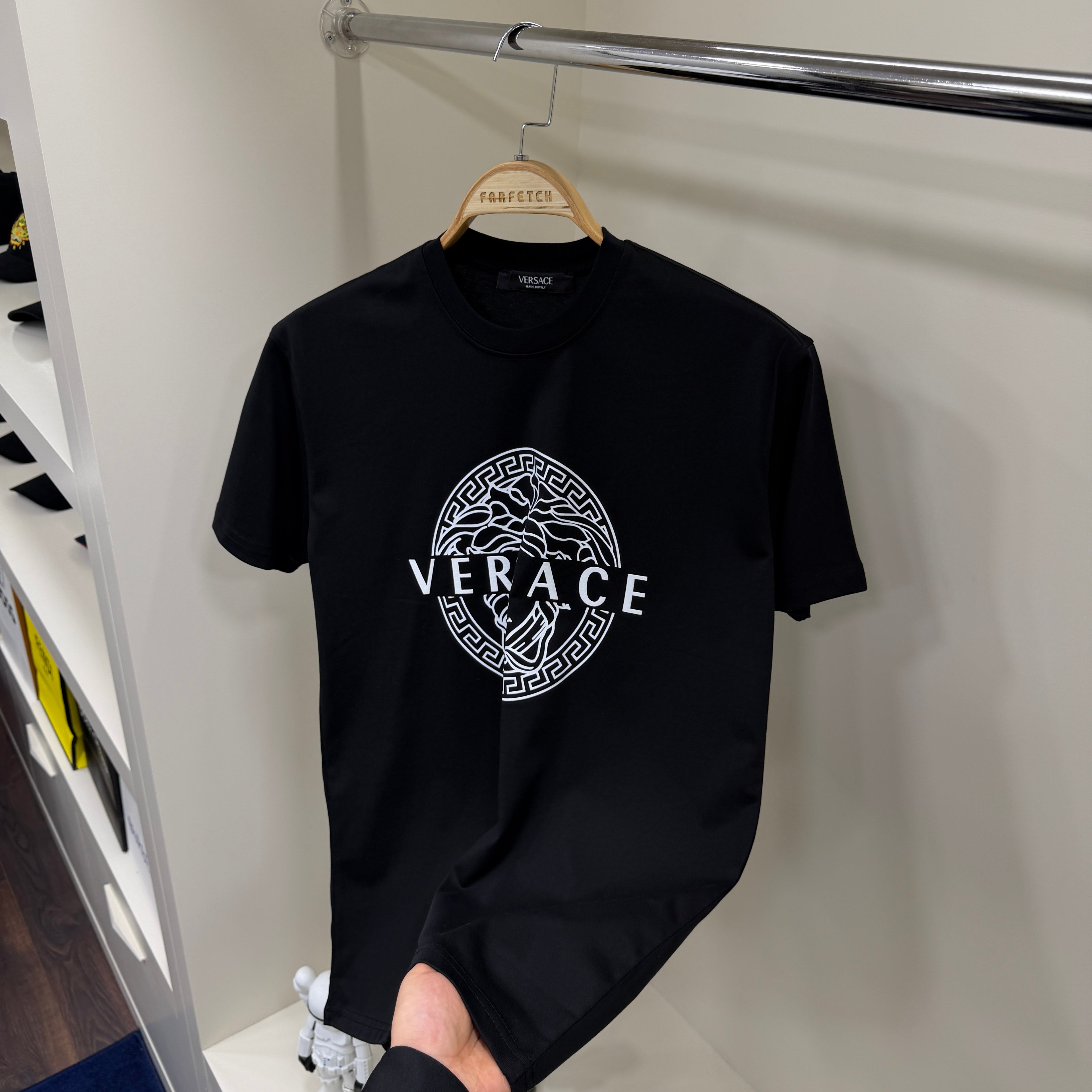 Versace Baskı Siyah  T-Shirt