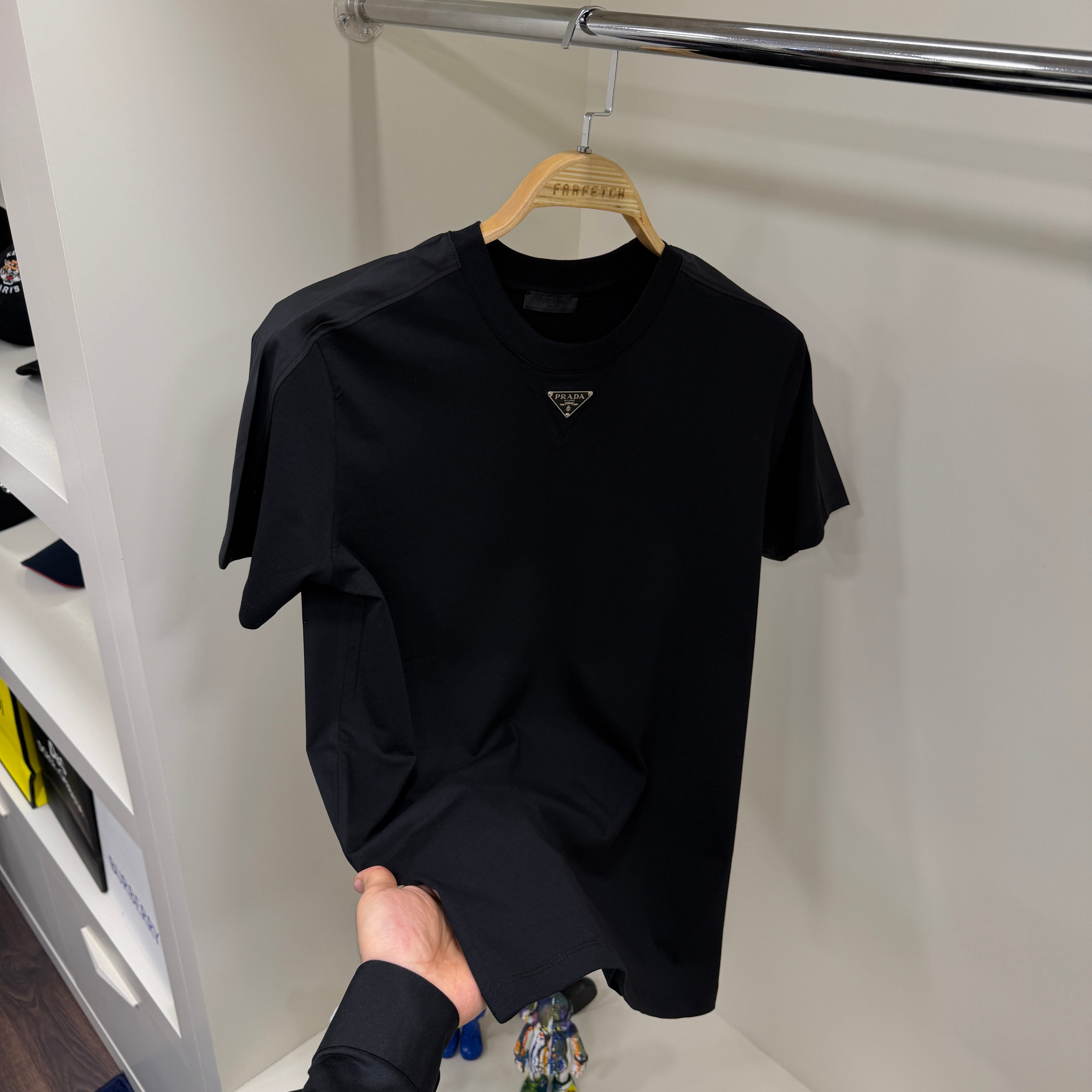 Prada Göğüs  Detay Siyah  T-Shirt