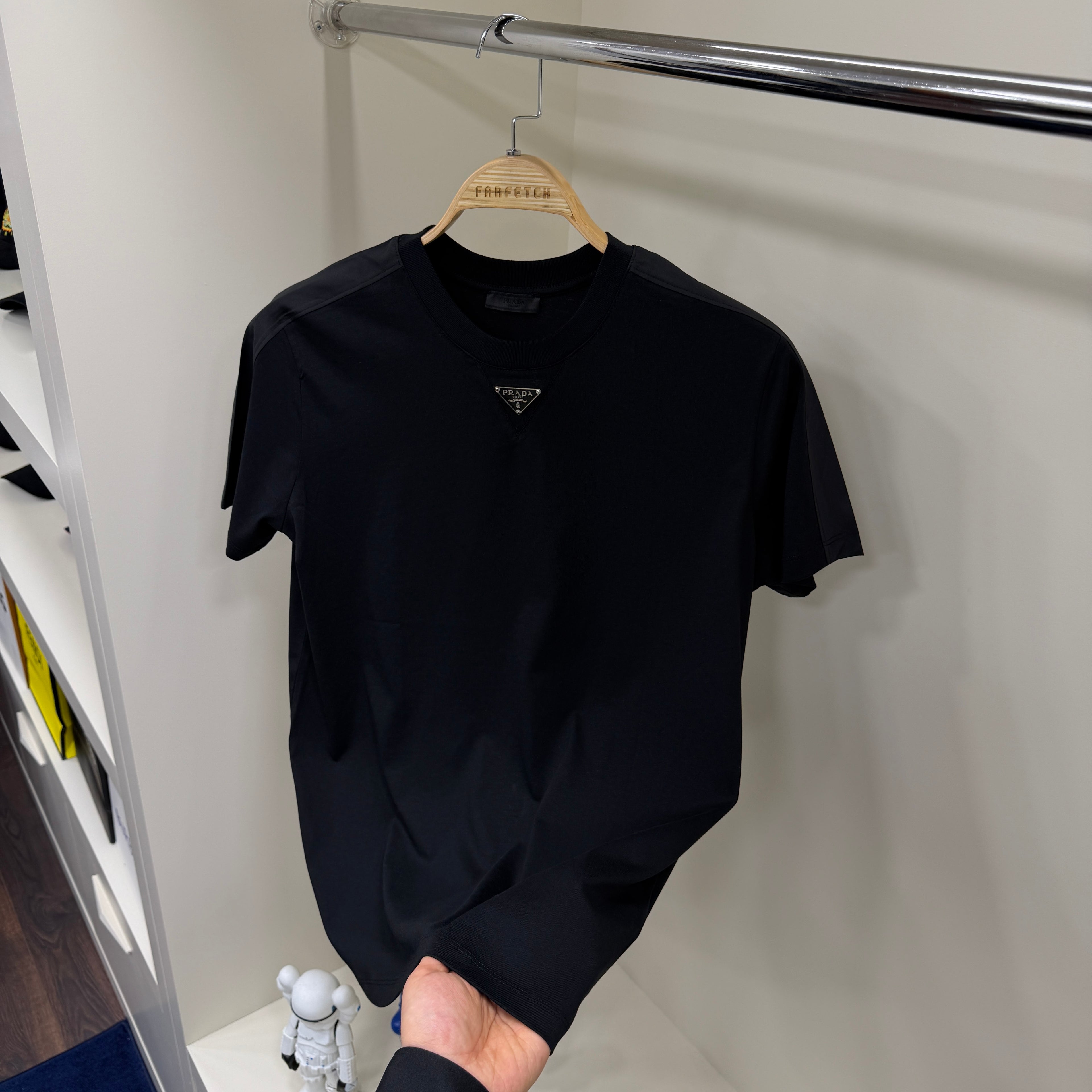 Prada Göğüs  Detay Siyah  T-Shirt