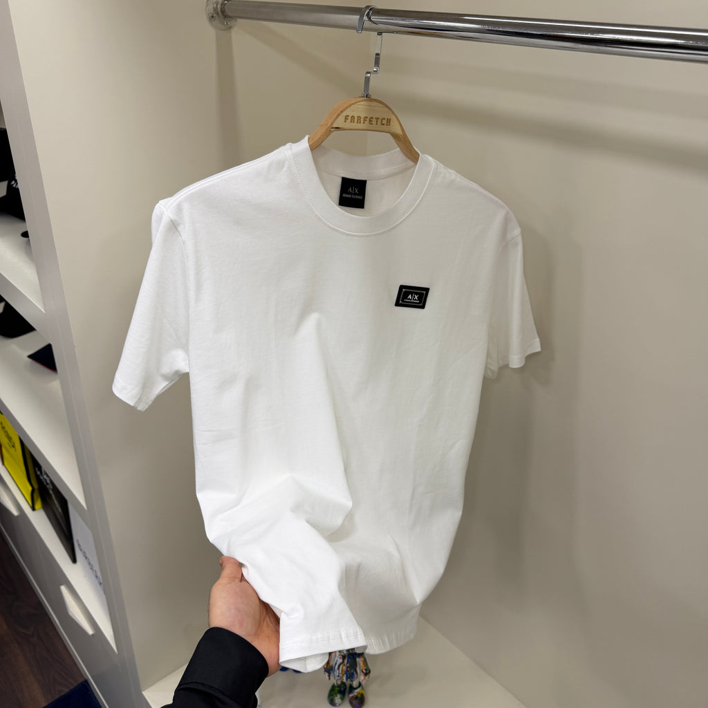 Armanı Exchange  Plaka Logo  Beyaz T-Shirt