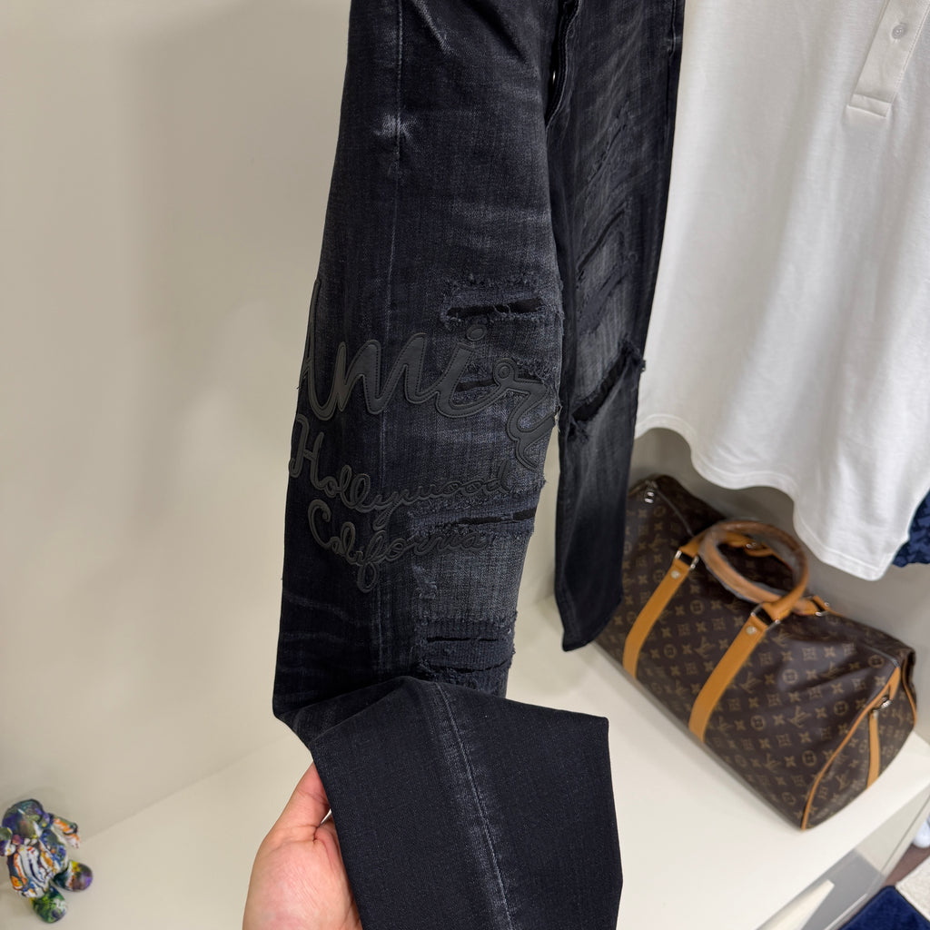 Amırı  Nakış Siyah Kot Pantolon