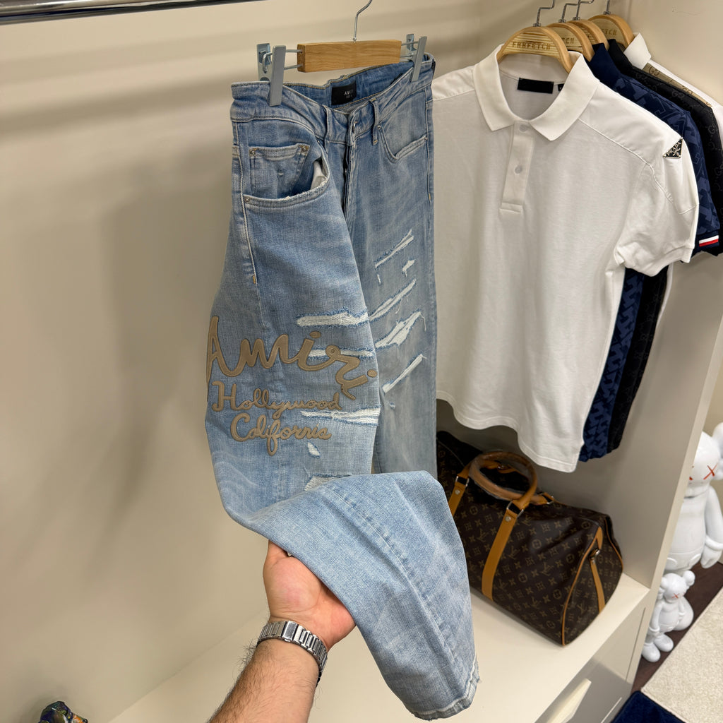 Amırı Nakış Mavi  Kot Pantolon