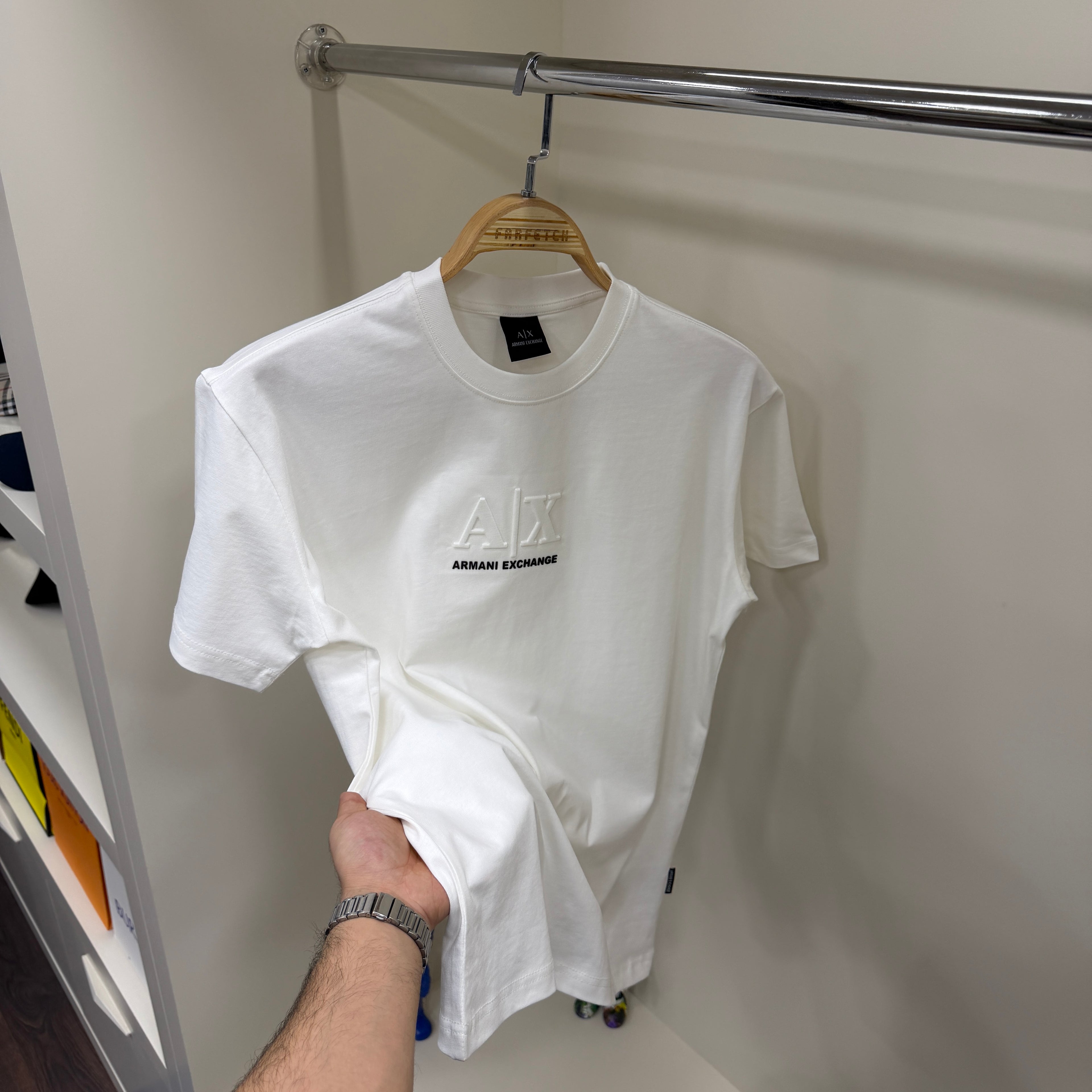 Armanı Exchange Göğüs Detay Beyaz T-Shirt