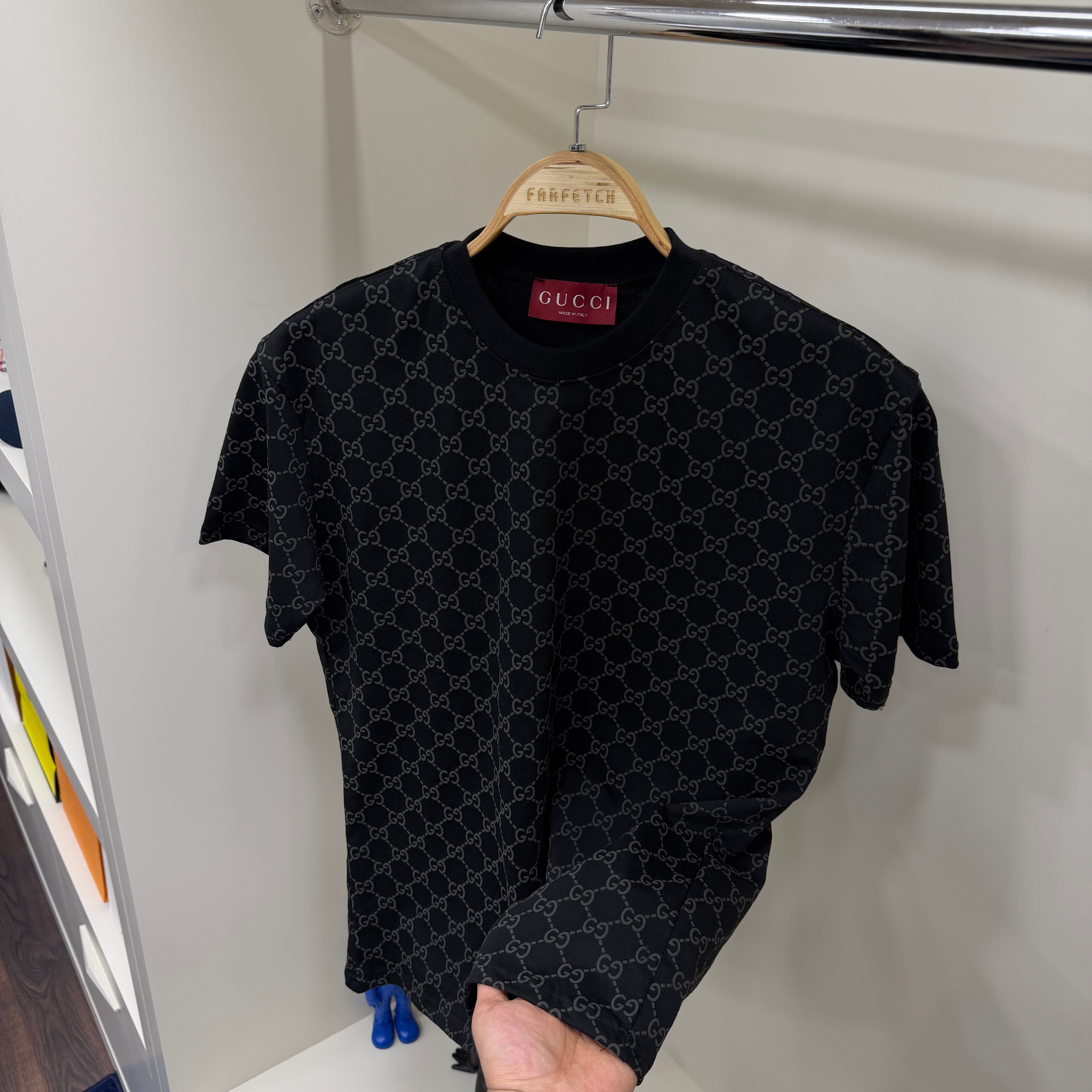 Gucci Full Baskı Siyah T-Shirt