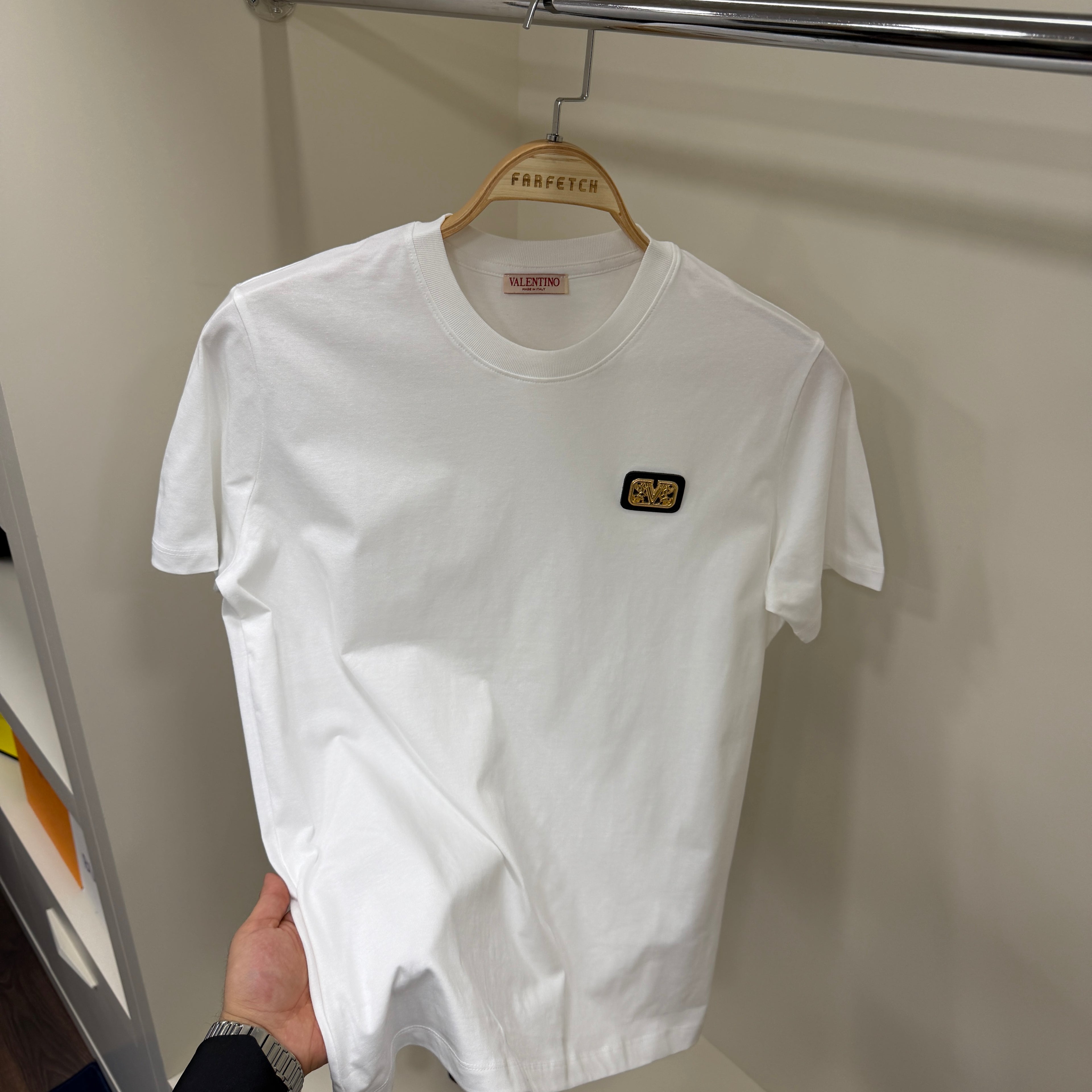 Valentino Gold Logo Beyaz T-Shirt