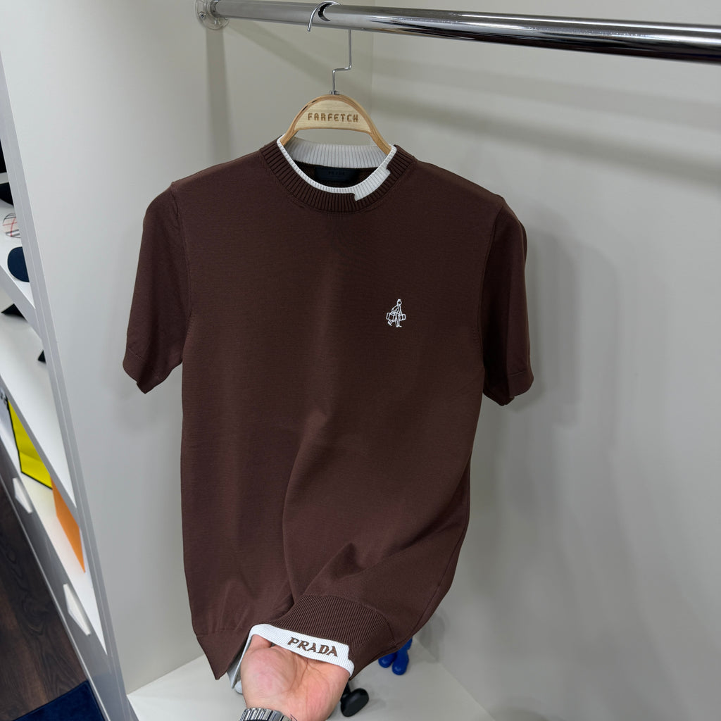 Prada Kahve Örme Tshirt