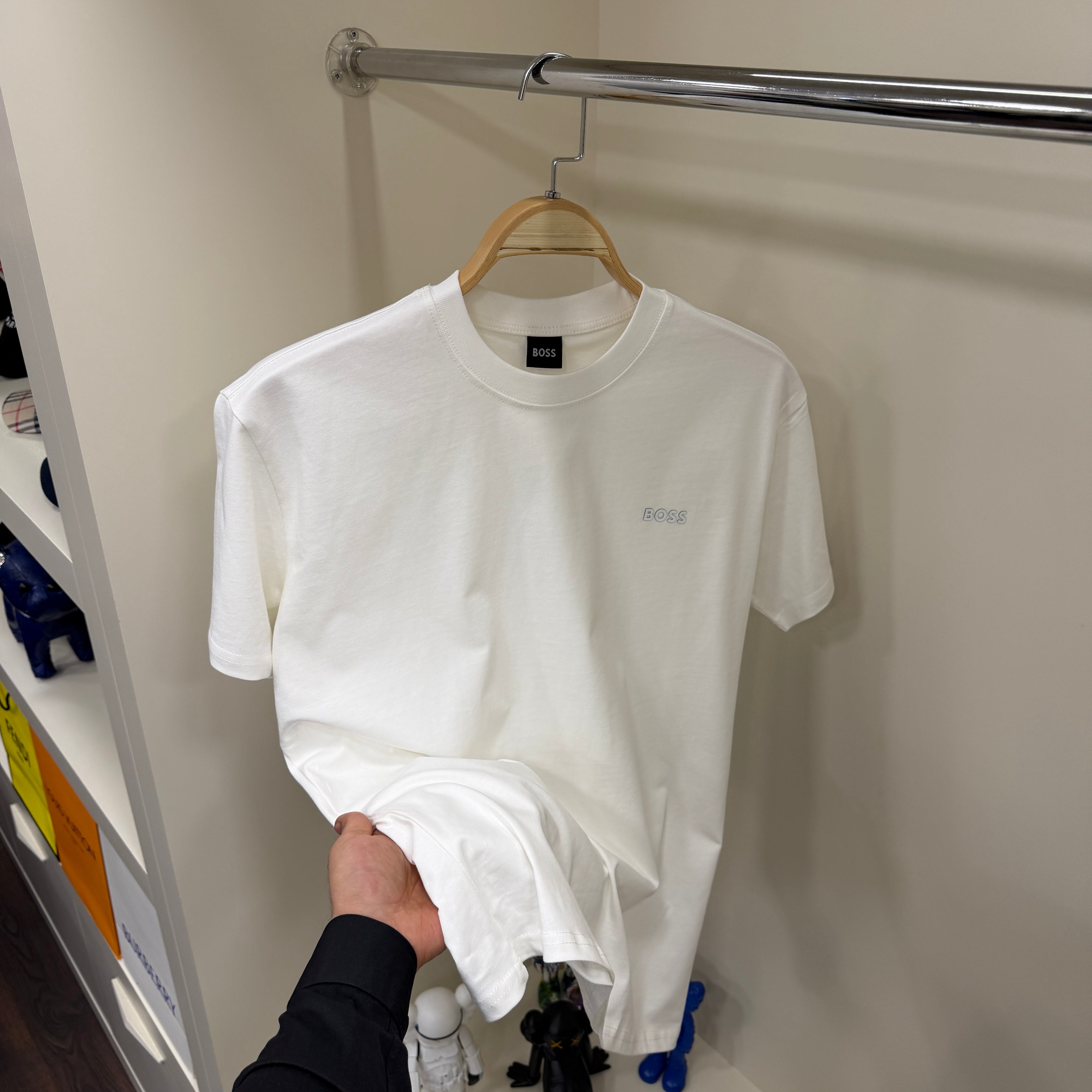 Hugo Boos Küçük Yazı Beyaz T-Shirt