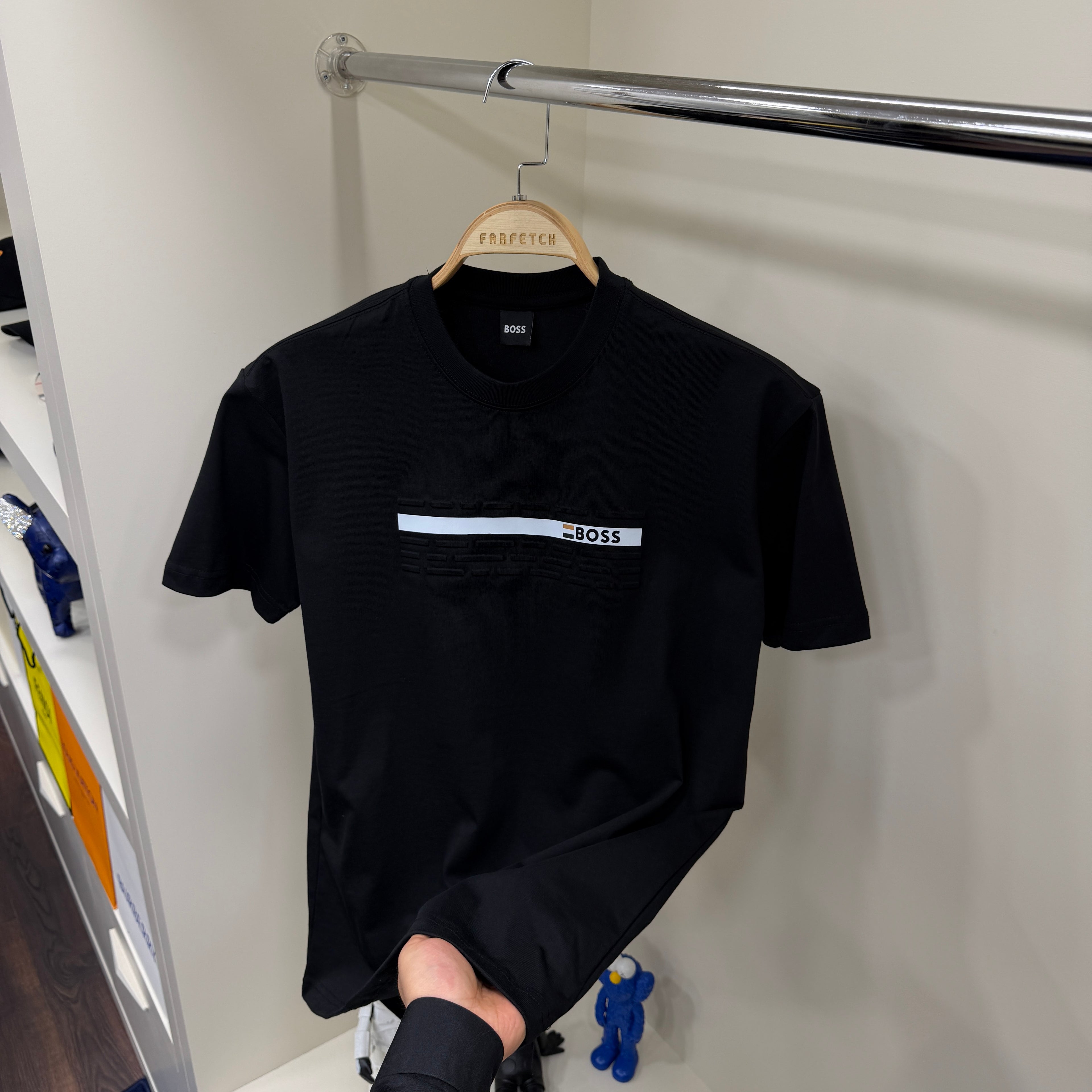 Hugo Boss Kabartma Baskı Siyah T-Shirt